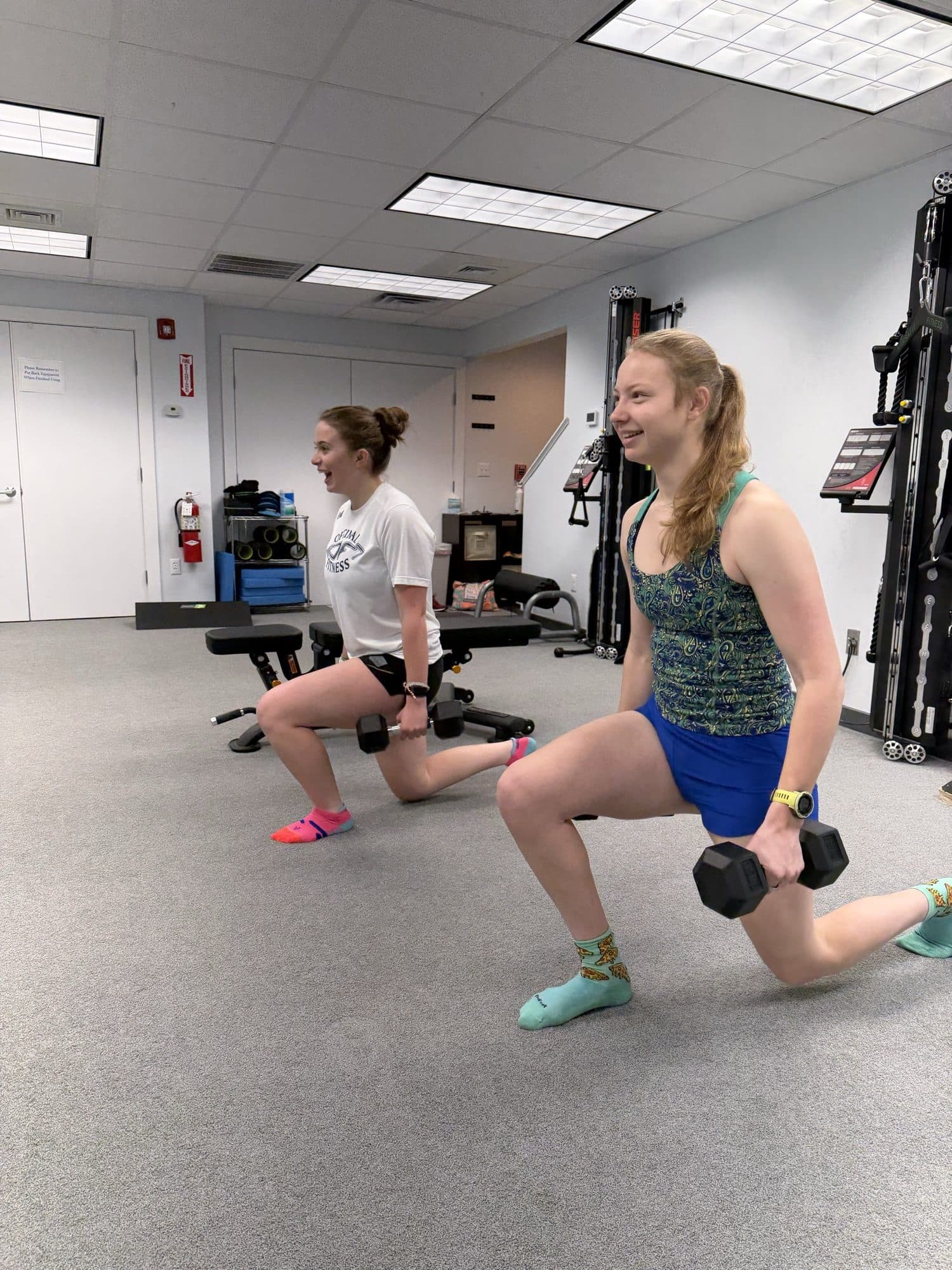 Dumbbell lunges at Lexington