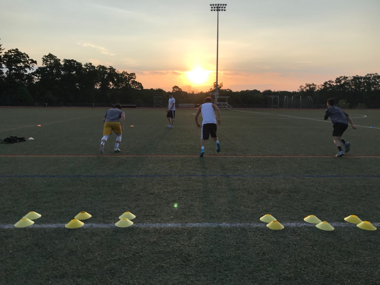 Outdoor training at sunset